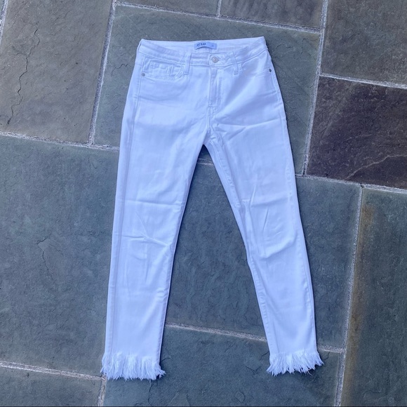 Just Black Denim - Just Black White Jeans with Cropped & Fringed Hem Size 30